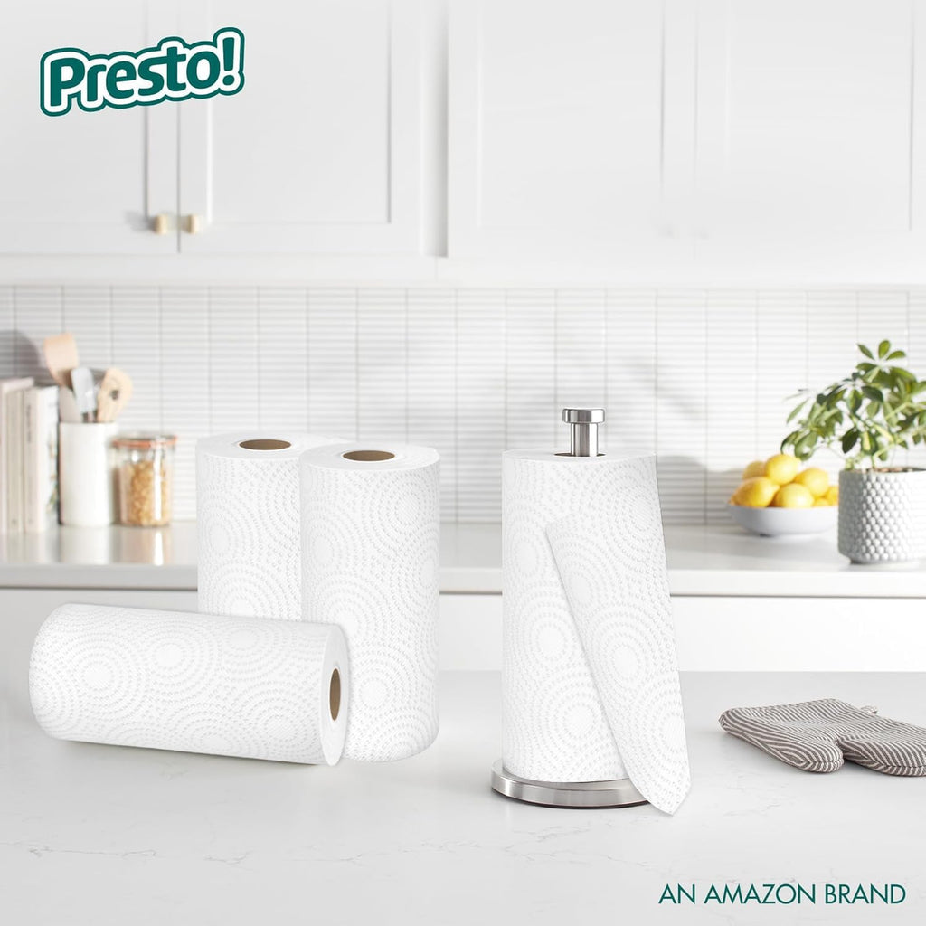 Amazon Brand - Presto! Ultra-Strong Premium Paper Towels, 158 Sheet Huge roll - Flex-a-Size, 6 Rolls, Equivalent to 19 Regular Rolls, White