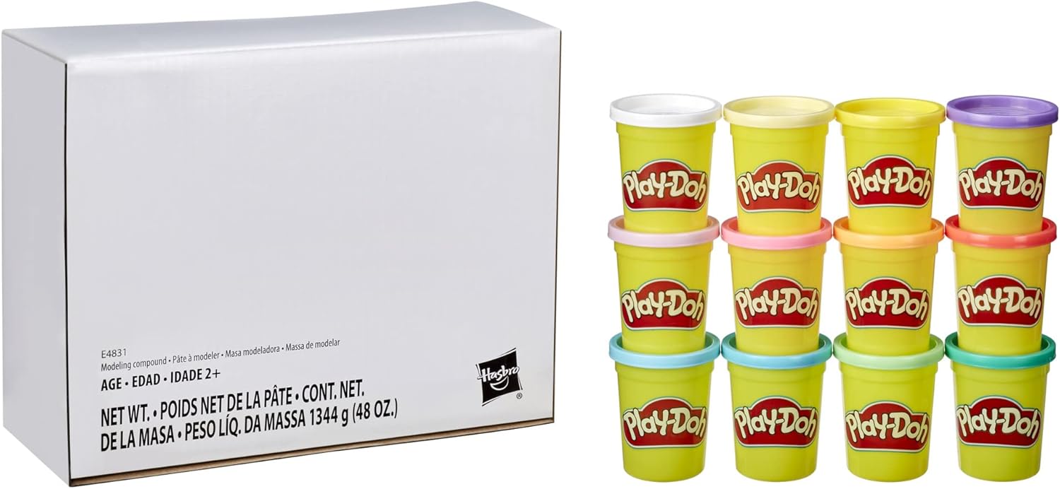 Play-Doh Pastel Colors Bulk 12-Pack of 4-Ounce Cans, Party Favors, Kids Arts & Crafts, Back to School Gifts & Prizes, Preschool Toys, Ages 2+ (Amazon Exclusive)