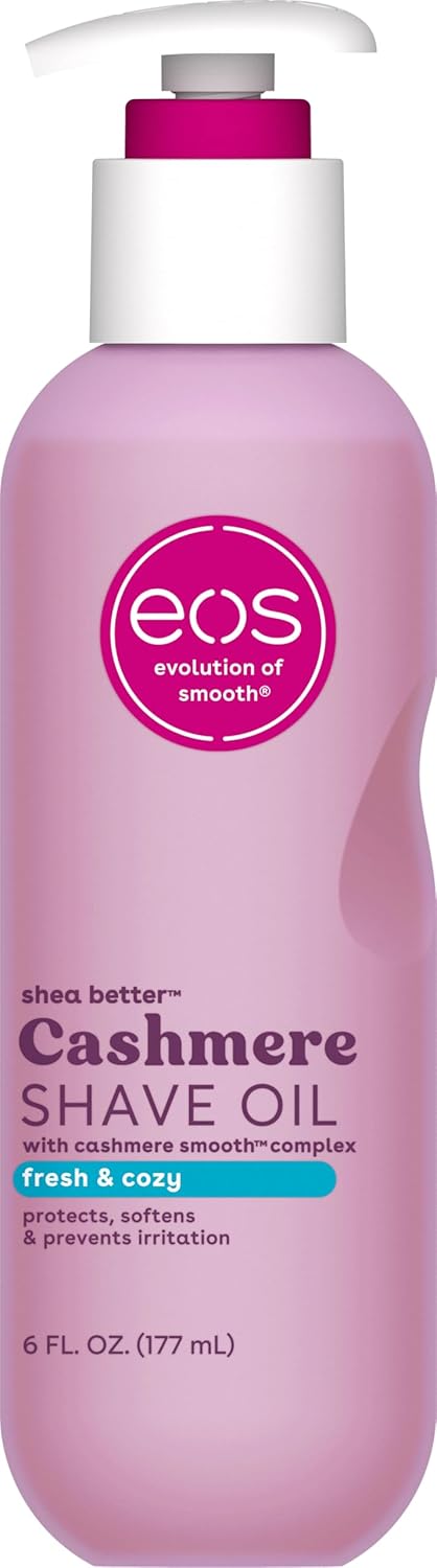 eos Cashmere Shave Oil – Fresh & Cozy, Moisturizing Shave Oil with Shea Butter & Glycerin, Helps Prevents Irritation & Razor Burn, Vegan, 6 fl oz