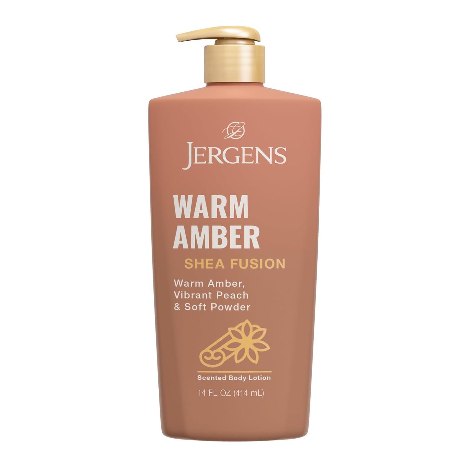 Jergens Shea Fusion Warm Amber Scented Lotion, Moisturizing Body Lotion with Shea Butter and Vitamin E, 14 fl oz