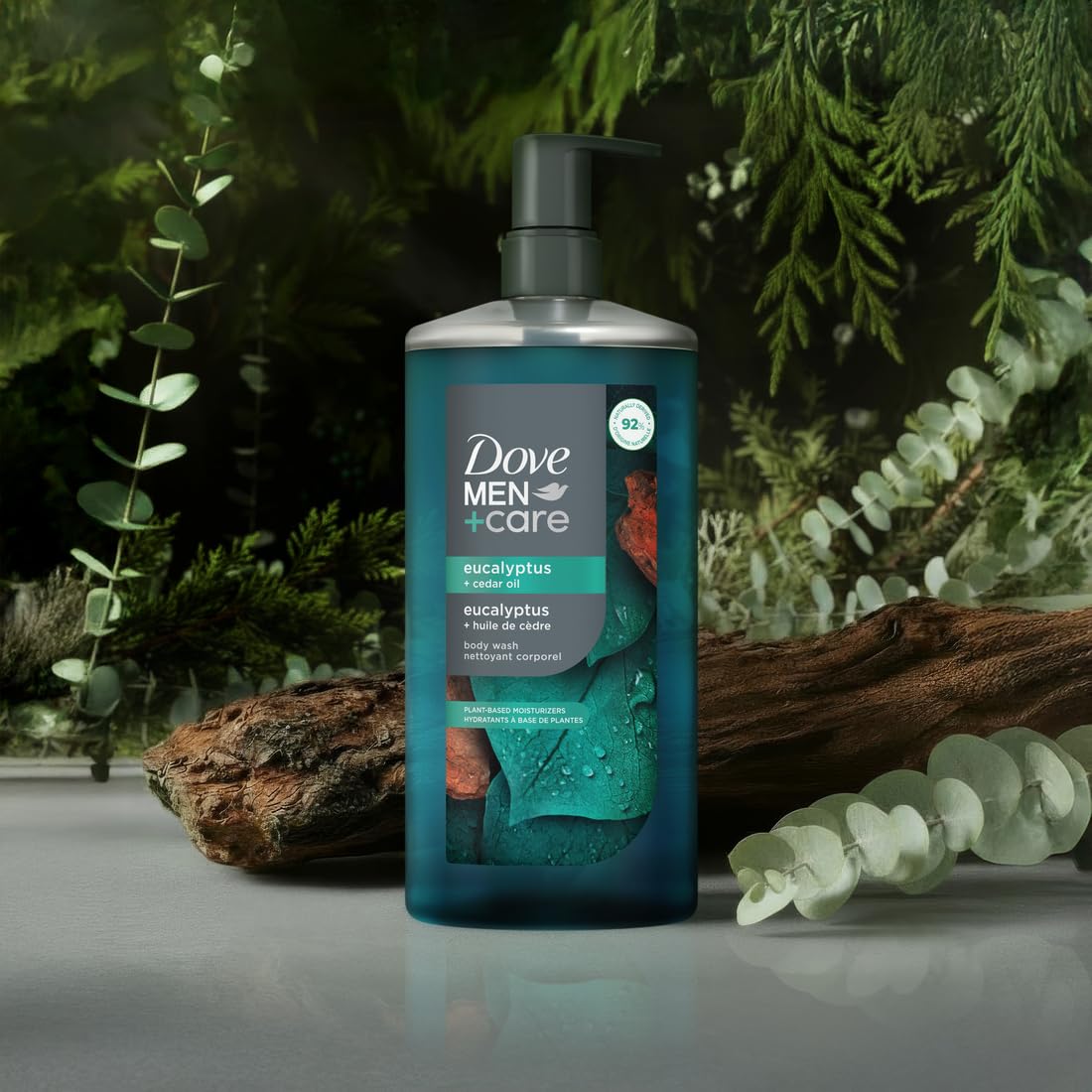 DOVE MEN Moisturizing Body Wash | #1 Dermatologist Body Wash for Men, Sulfate Free, Paraben Free, & Dye Free | Eucalyptus + Cedar Oil, 26oz