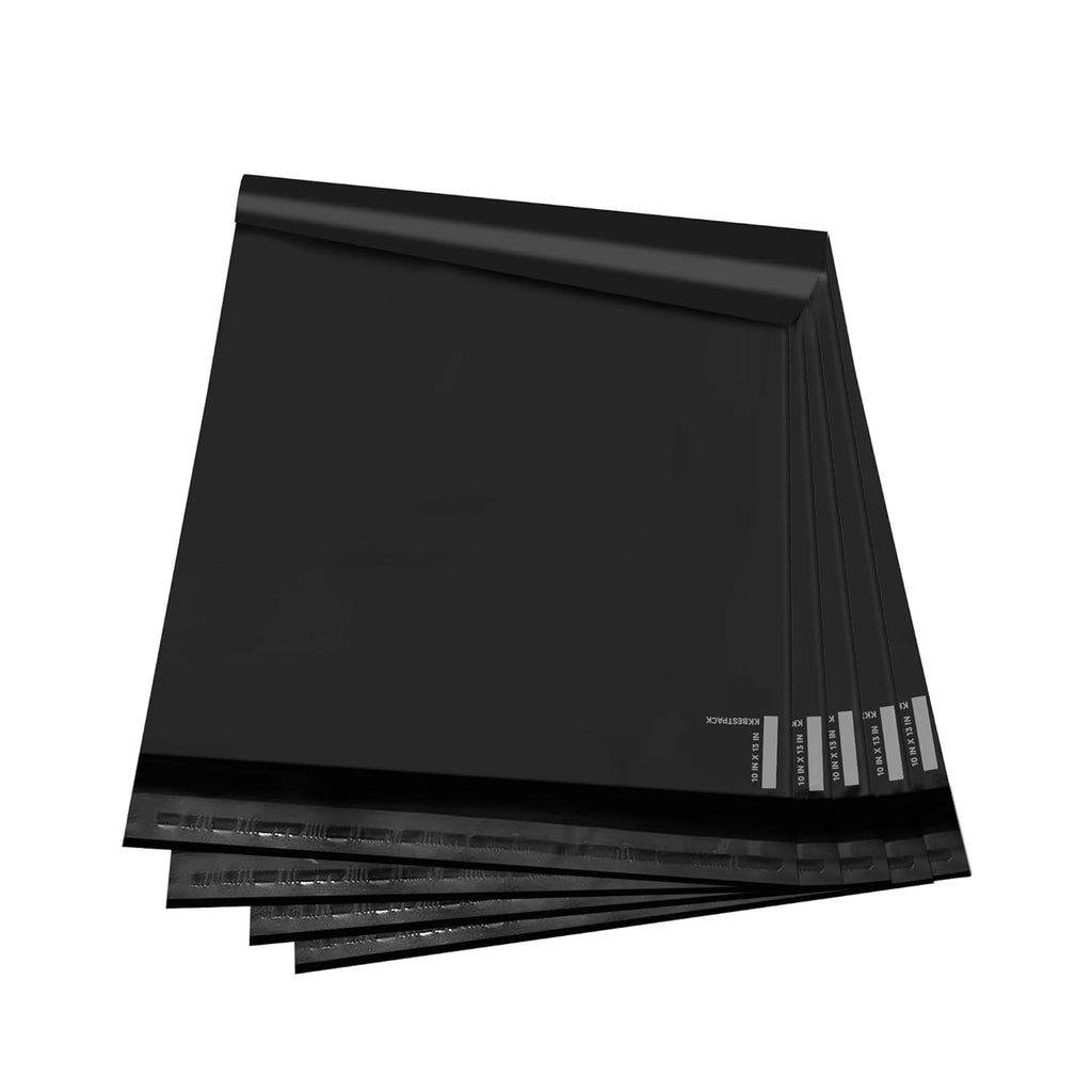 KKBESTPACK 100 Large Poly Mailers 10x13 Shipping Bags for Small Business – Self Sealing Package Envelopes (10 x 13 Pack of 100, Black)