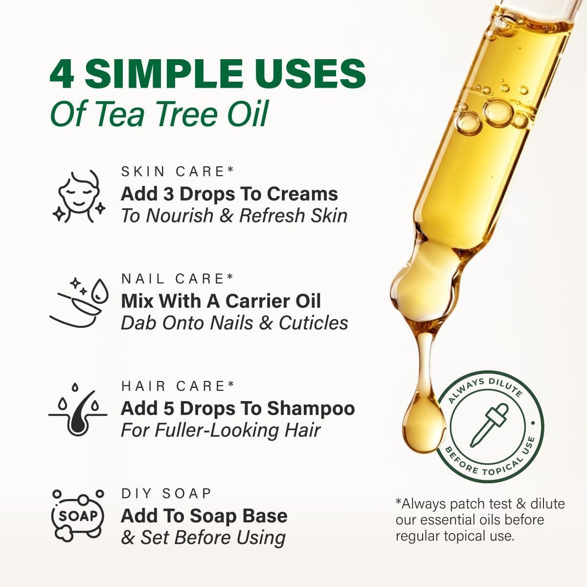 100% Pure Tea Tree Oil - 4 Fl Oz Tea Tree Essential Oil for Hair, Skin, Diffuser, Aromatherapy & DIY Soap Making Scent