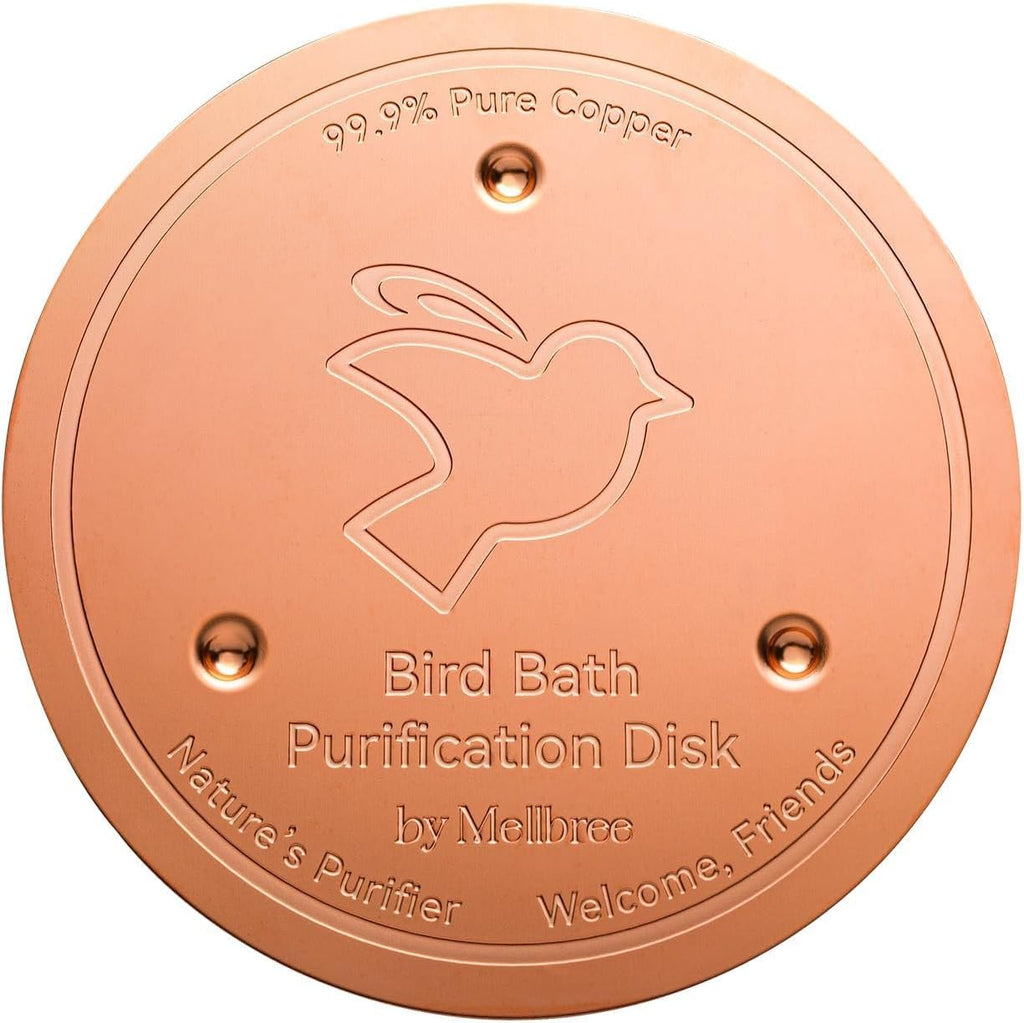 Mellbree Bird Bath Copper Disk, 0.6mm Reinforced 99.99% Pure Copper Cleaning Disk for Physical Safe Clean Water All-Season, Universal Fit for Outdoor Birdbaths, Bowl, Bird Bath Solar