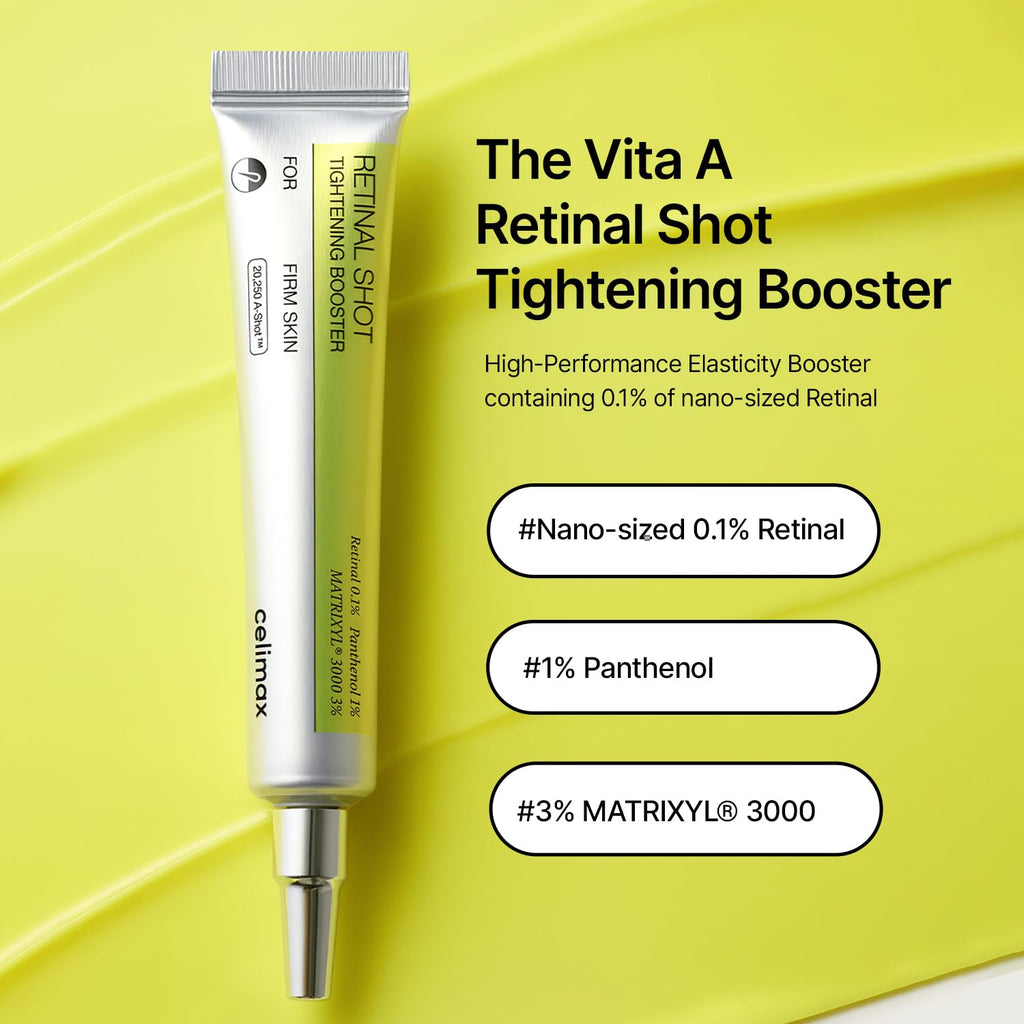 celimax The Vita A Retinal Shot Tightening Booster | 0.1% Retinal, 3% Matryxyl, High-Strength Retinoid for Anti-Aging, Pore Minimizer, Wrinkles & Fine Lines, Firmer Skin, 15ml, Mothers Day Gift