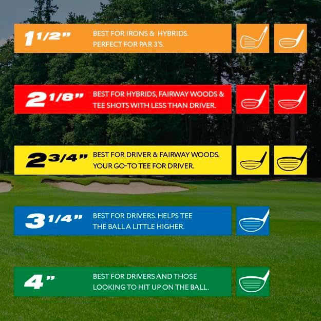 PrideSports PTS Wood Golf Tees | 100 Count, 2-3/4 Inch | #1 Wood Tee on Tour | Best for Drivers & Woods