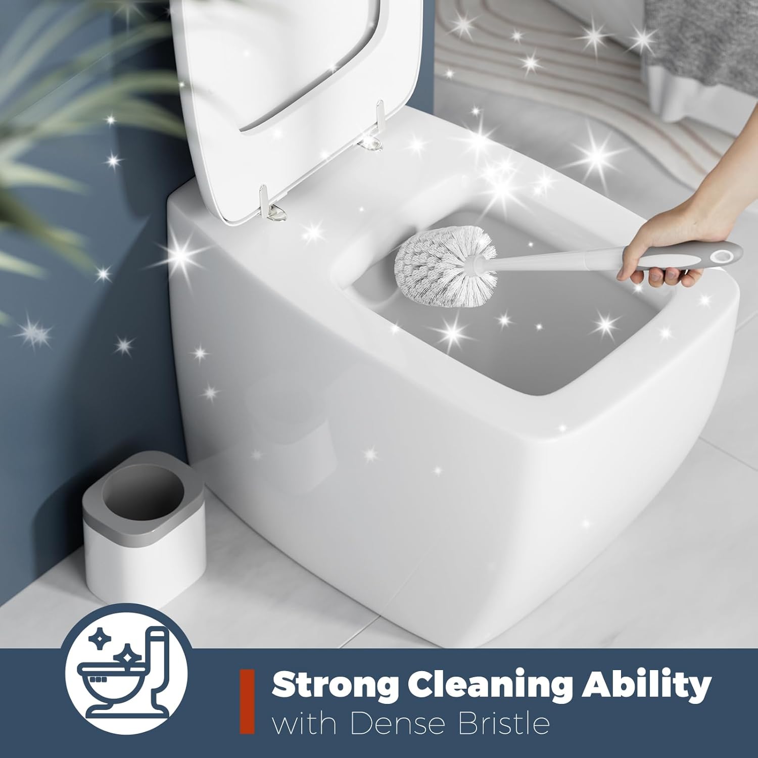 Holaloha Toilet Brush, 2 Pack Toilet Brush and Holder Set Bathroom Accessories, Toilet Bowl Brush and Holder for Bathroom, White
