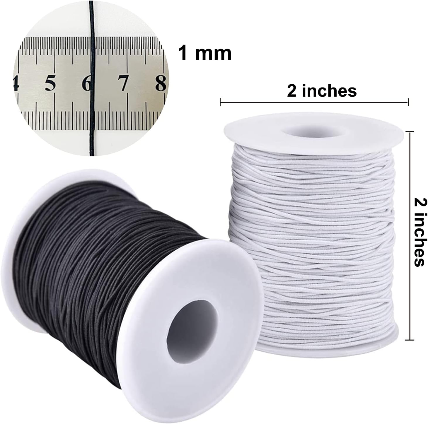 LUSTEMBER Stretchy String for Bracelets, 4 Rolls 1 mm Sturdy Elastic String Elastic Cord for Jewelry Making, Necklaces, Beading (2 Black+ 2 White)