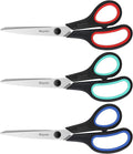 iBayam 3-Pack 8" Heavy Duty Scissors with Ultra Sharp Blades and Comfort Grip Handles - For Office, Home, School, Sewing, and Crafts
