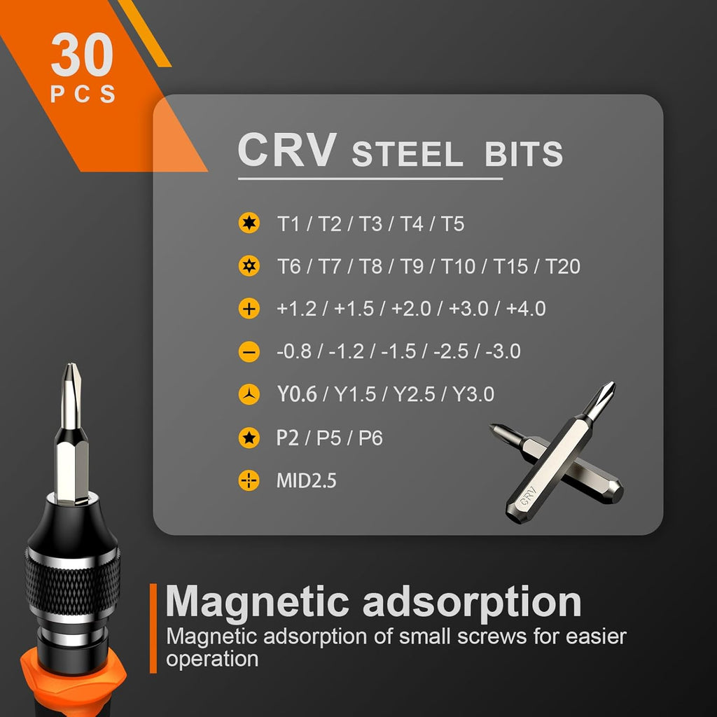 JOREST 40Pcs Small Precision Screwdriver Set with Torx Triwing Phillips, Mini Repair Tool Kit for Macbook, Computer, Laptop, PC, iPhone, PS5, Xbox, Switch, Glasses, Watch, Ring Doorbell, Electronics
