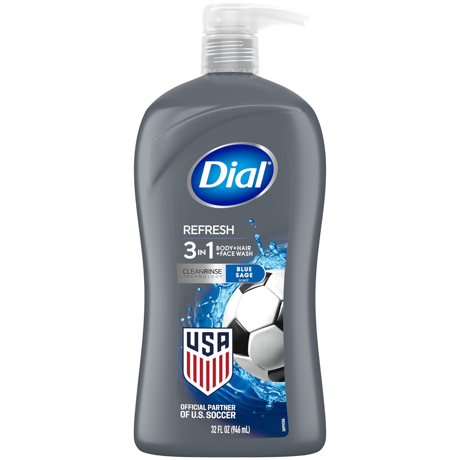 Dial Men 3in1 Body, Hair and Face Wash, Hydro Fresh, 32 fl oz