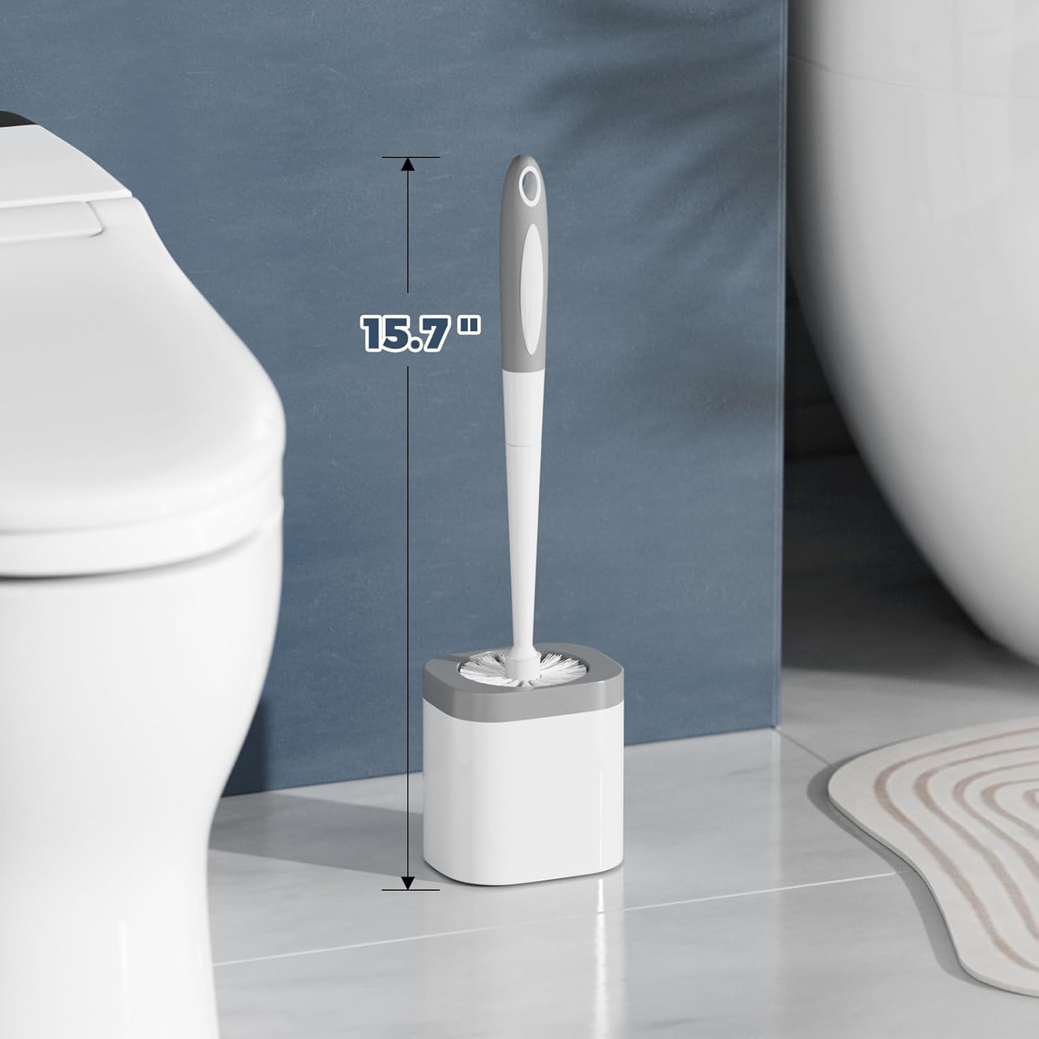 Holaloha Toilet Brush, 2 Pack Toilet Brush and Holder Set Bathroom Accessories, Toilet Bowl Brush and Holder for Bathroom, White