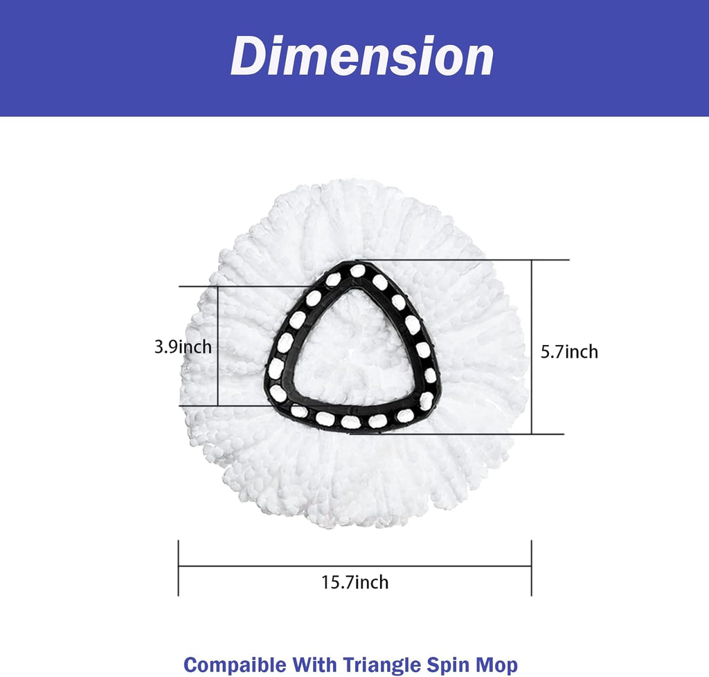 Spin Mop Replacement Head 4 Pack Mop Refill Compatible with Ocedar Triangle Swivel Mops Microfiber Swivel Mop Refill,Deep Clean,Machine Washable and Easy to Replace
