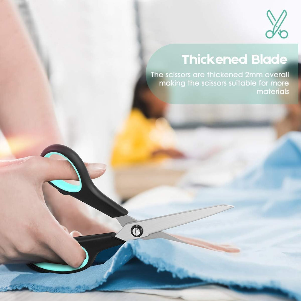 iBayam 3-Pack 8" Heavy Duty Scissors with Ultra Sharp Blades and Comfort Grip Handles - For Office, Home, School, Sewing, and Crafts