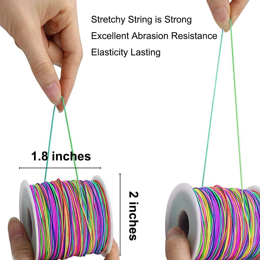 LUSTEMBER 1mm Stretchy Bracelet String, Sturdy Rainbow Elastic String Elastic Cord for Jewelry Making, Necklaces, Beading and Crafts