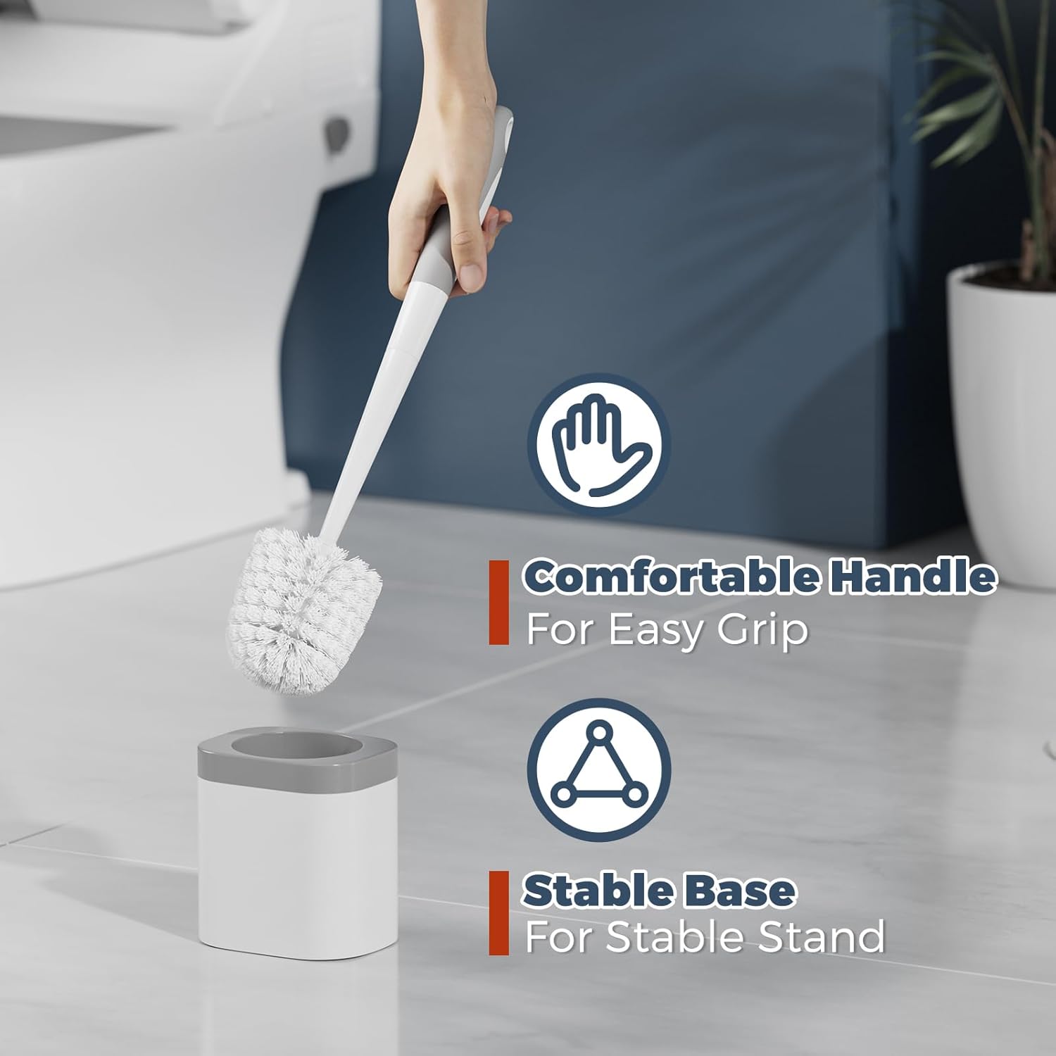 Holaloha Toilet Brush, 2 Pack Toilet Brush and Holder Set Bathroom Accessories, Toilet Bowl Brush and Holder for Bathroom, White