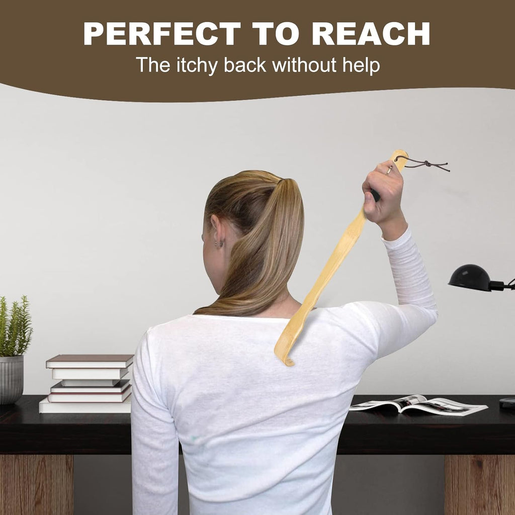 YIMICOO 2 Pack Wooden Bamboo Back Scratcher, 17 Inch Long Handle Back Scratchers for Adults Men Women, with Beautiful Gift Packaging