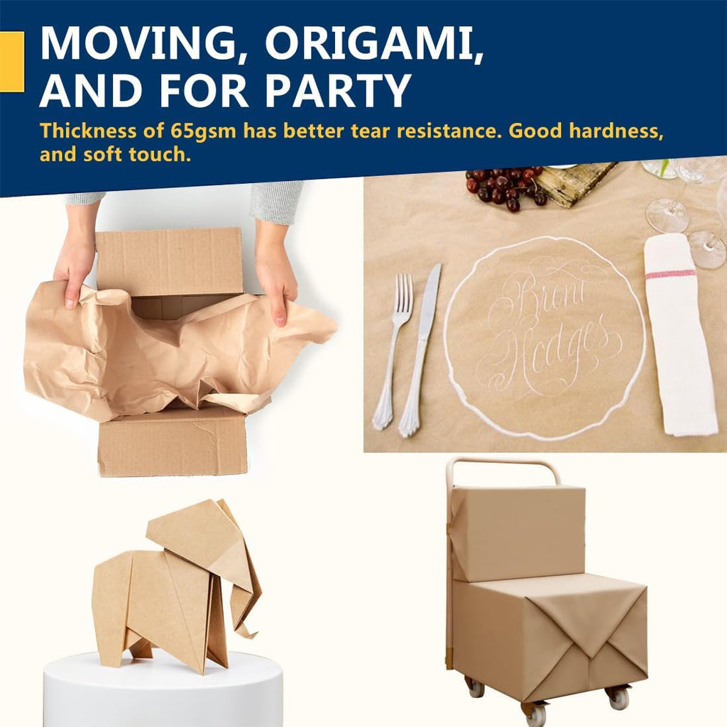 PerkHomy Brown Kraft Paper Roll 17.5" x 1,200" (100') for Gift Wrapping Bulletin Board Craft Art Bouquet Flower Packing Valentines Easel Moving Shipping Floor Poster Covering Table 70GSM 50LB