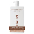 Native Body Wash for Women & Men, Coconut & Vanilla, 36 oz Pump Bottle, Sulfate-Free & Gentle for All Skin Types