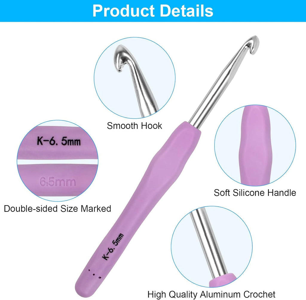 MECHEER Crochet Hooks 12 Sizes Crochet Hook Set, 51 Pack Yarn Crochet Kit for Beginners, Knitting Needles with Ergonomic Handles for Arthritic Hands, Crochet Needle Kit with Blue Case for Crocheters