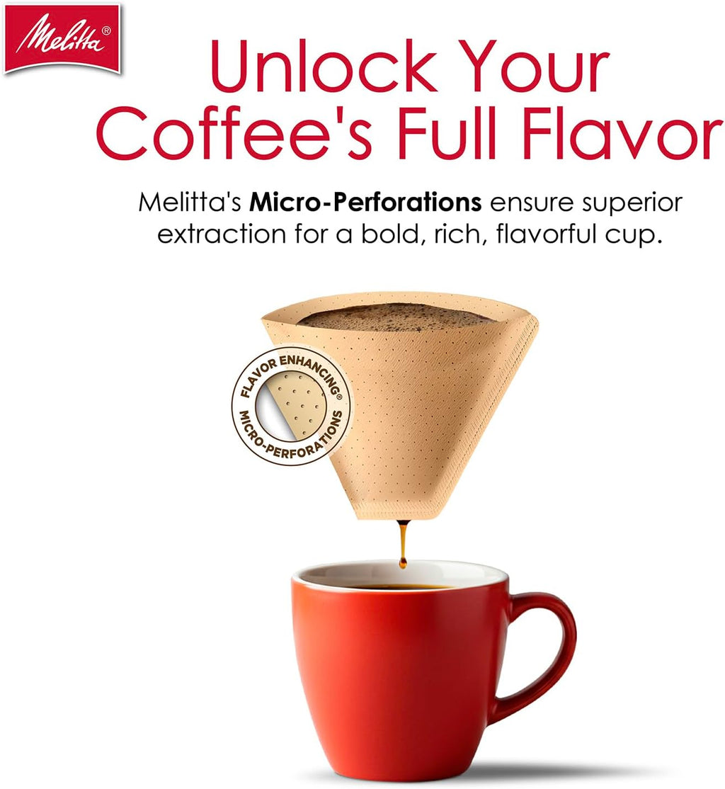 Melitta #4 Cone Coffee Filters, Natural Brown, 100 Count (Pack Of 3), 300 Total Filters - Fits all 8-12 Cup Cone Coffee Makers and Pour-Overs, Compostable, Tear-Resistant