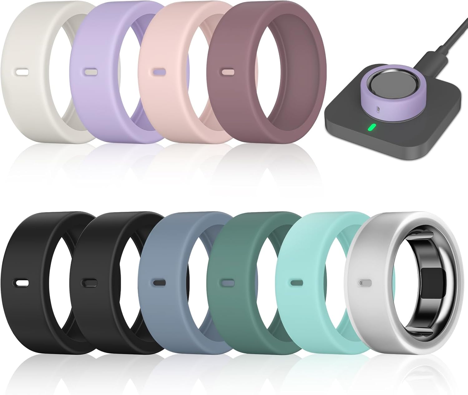 10 Pack Ring Cover Compatible with Oura Ring Gen 4/4 Ceramic, Oura Ring Gen 3 Horizon/Heritage, Support Charging with Cover on, Anti-Scratch Elastic Silicone Ring Protector for Men Women Working Out