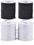 LUSTEMBER Stretchy String for Bracelets, 4 Rolls 1 mm Sturdy Elastic String Elastic Cord for Jewelry Making, Necklaces, Beading (2 Black+ 2 White)