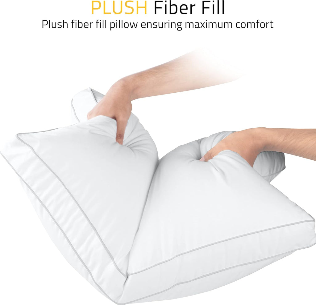 Utopia Bedding Bed Pillows for Sleeping Queen Size (White), Set of 2, Soft & Fluffy Pillow with Down Alternative Filling, Cooling, Hotel Quality, Gusseted Pillow for Back, Stomach or Side Sleepers
