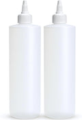 BRIGHTFROM Condiment Squeeze Bottles, 16 OZ Empty Squirt Bottle with Twist Top Cap, Leak Proof - Great for Ketchup, Mustard, Syrup, Sauces, Dressing, Oil, Arts and Crafts, BPA FREE Plastic - 2 PACK