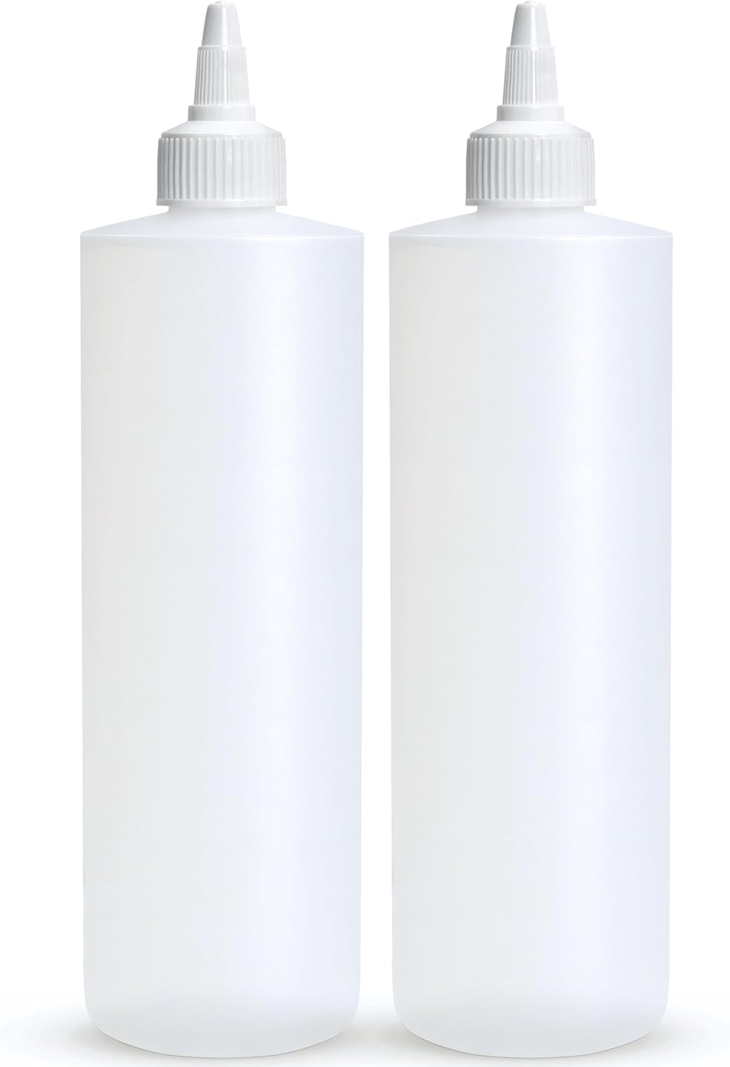 BRIGHTFROM Condiment Squeeze Bottles, 16 OZ Empty Squirt Bottle with Twist Top Cap, Leak Proof - Great for Ketchup, Mustard, Syrup, Sauces, Dressing, Oil, Arts and Crafts, BPA FREE Plastic - 2 PACK