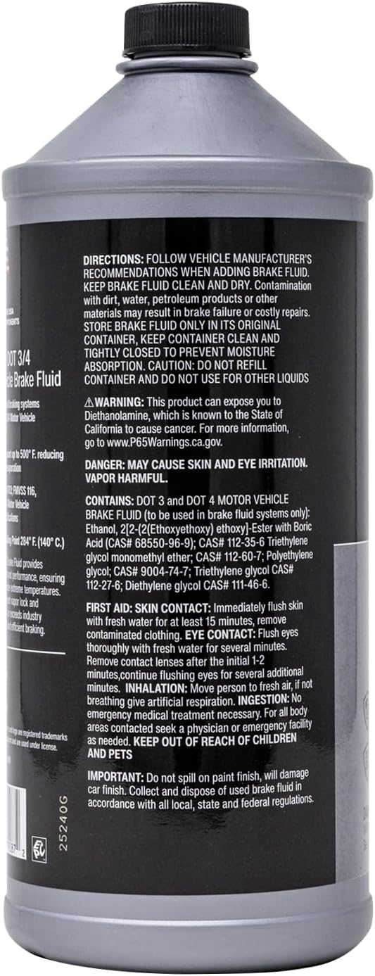 Valvoline DOT 3 & 4 Synthetic Brake Fluid with High Boiling Point, Corrosion Protection, Vapor Lock Resistance, Compatible with ABS, Disc and Drum Brake Systems, 32oz