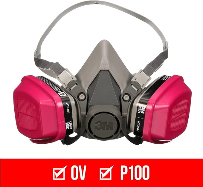 3M P100/OV Odor/Particulate Multi-Purpose Reusable Respirator 65021, NIOSH-APPROVED Organic Vapor Cartridge, Medium