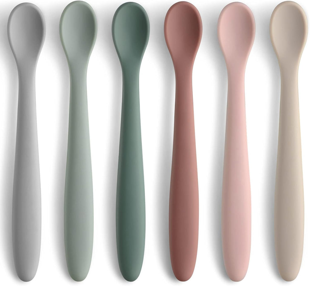 6-Piece Silicone Baby Feeding Spoons, First Stage Infant Spoons, Soft-Tip Easy on Gums I Baby Training Spoon | Infant Utensils Feeding Supplies, Dishwasher...
