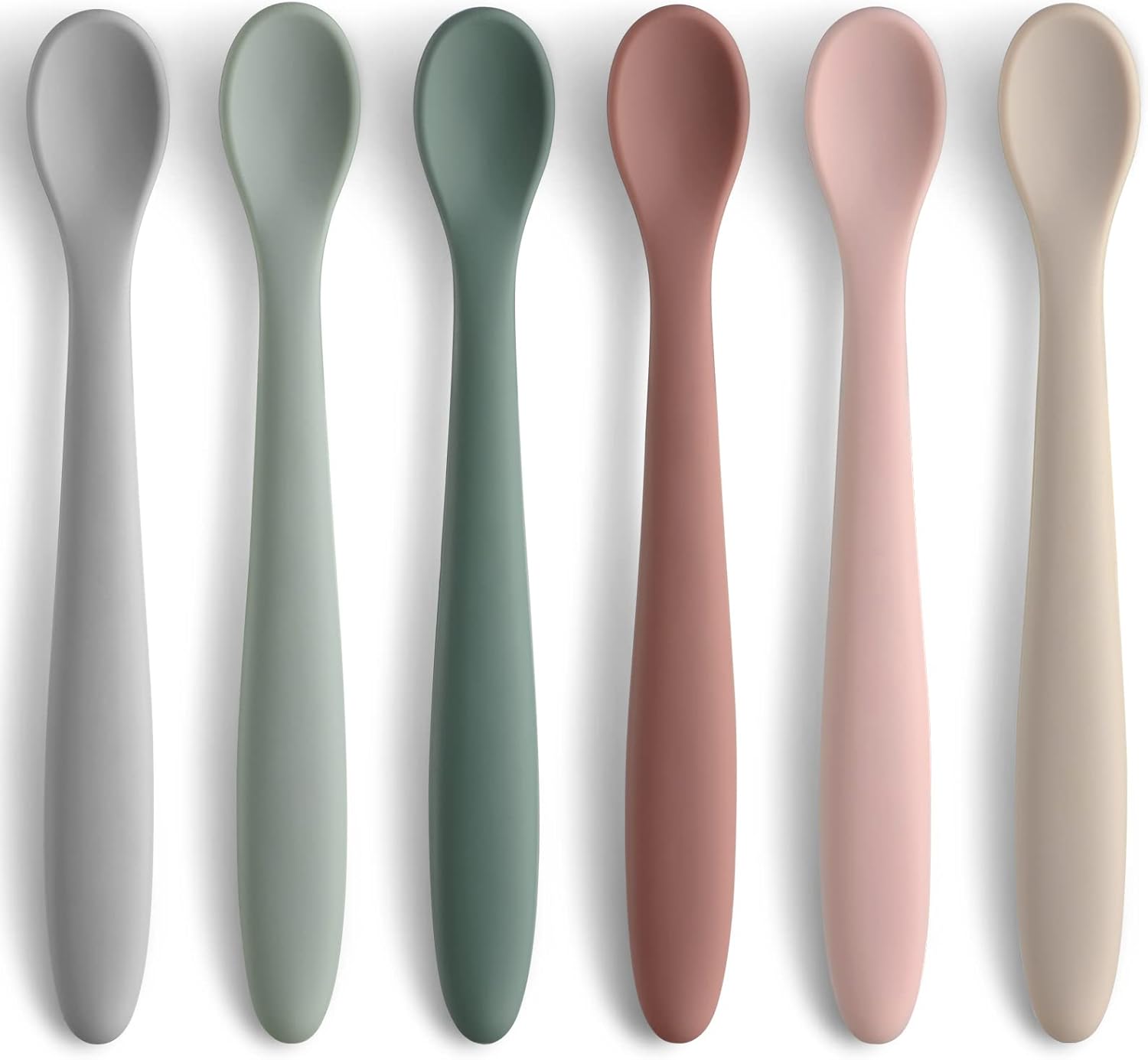 6-Piece Silicone Baby Feeding Spoons, First Stage Infant Spoons, Soft-Tip Easy on Gums I Baby Training Spoon | Infant Utensils Feeding Supplies, Dishwasher...