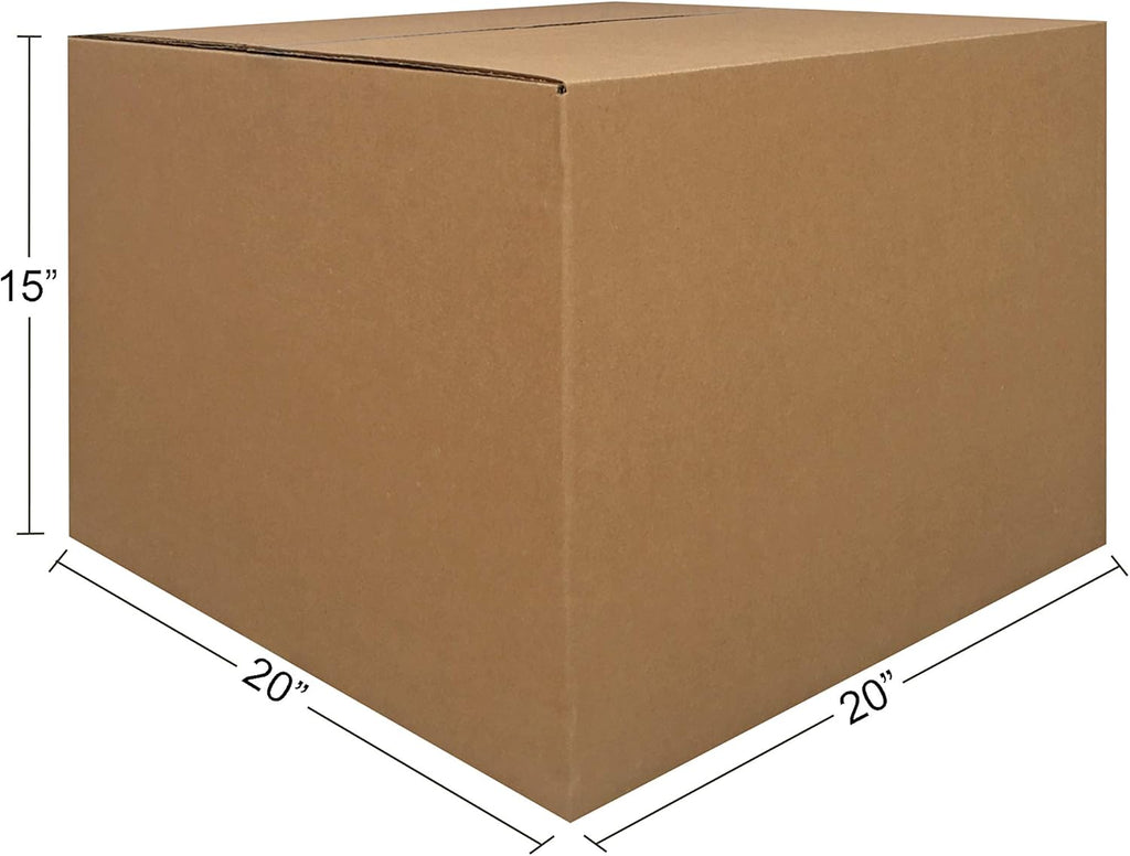 Amazon Basics Cardboard Moving Boxes for Packing and Shipping, Large Size, 20" x 20" x 15", Brown, 6-Pack