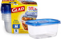 Glad GladWare Medium Rectangle Food Storage Containers with Lids, BPA Free Plastic for Soups Salads and Meal Prep, Airtight Leak Resistant, Microwave Dishwasher Freezer Safe, 24 Oz, 5 Count