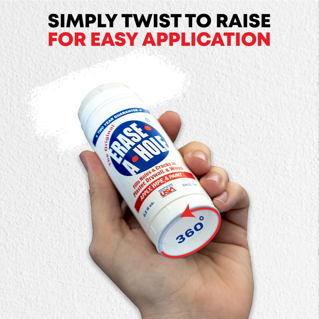 Erase-A-Hole Wall Repair Stick – Quick-Dry Nail & Screw Hole Filler for Drywall, Wood & Plaster – No Sand Spackle Alternative, Paintable Putty, 4.5 oz