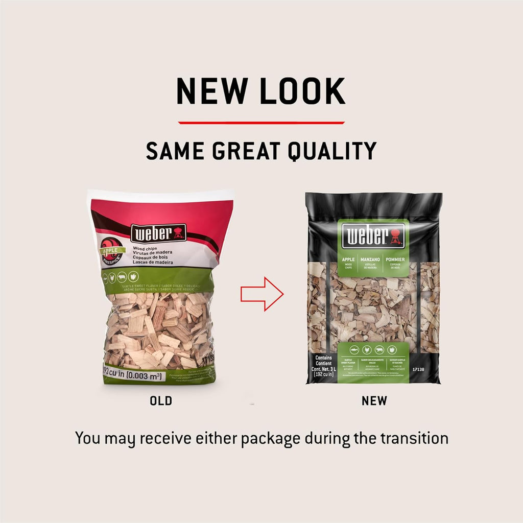 Weber Apple Wood Chips, 2 lb – Premium BBQ Smoking & Grilling Chips for Subtle, Sweet Apple Flavor – Ideal for Beef, Lamb, Poultry, Pork & Fish