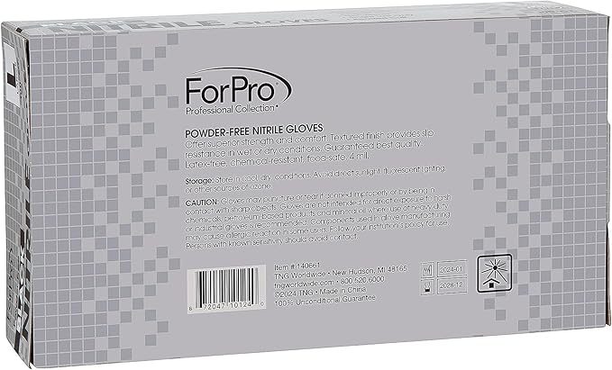 ForPro Disposable Nitrile Gloves, Chemical Resistant, Powder-Free, Latex-Free, Non-Sterile, Food Safe, 4 Mil