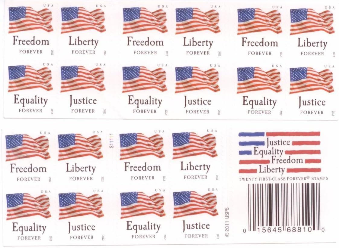USPS Forever Stamps "Four Flags" Booklet of 20 Stamps