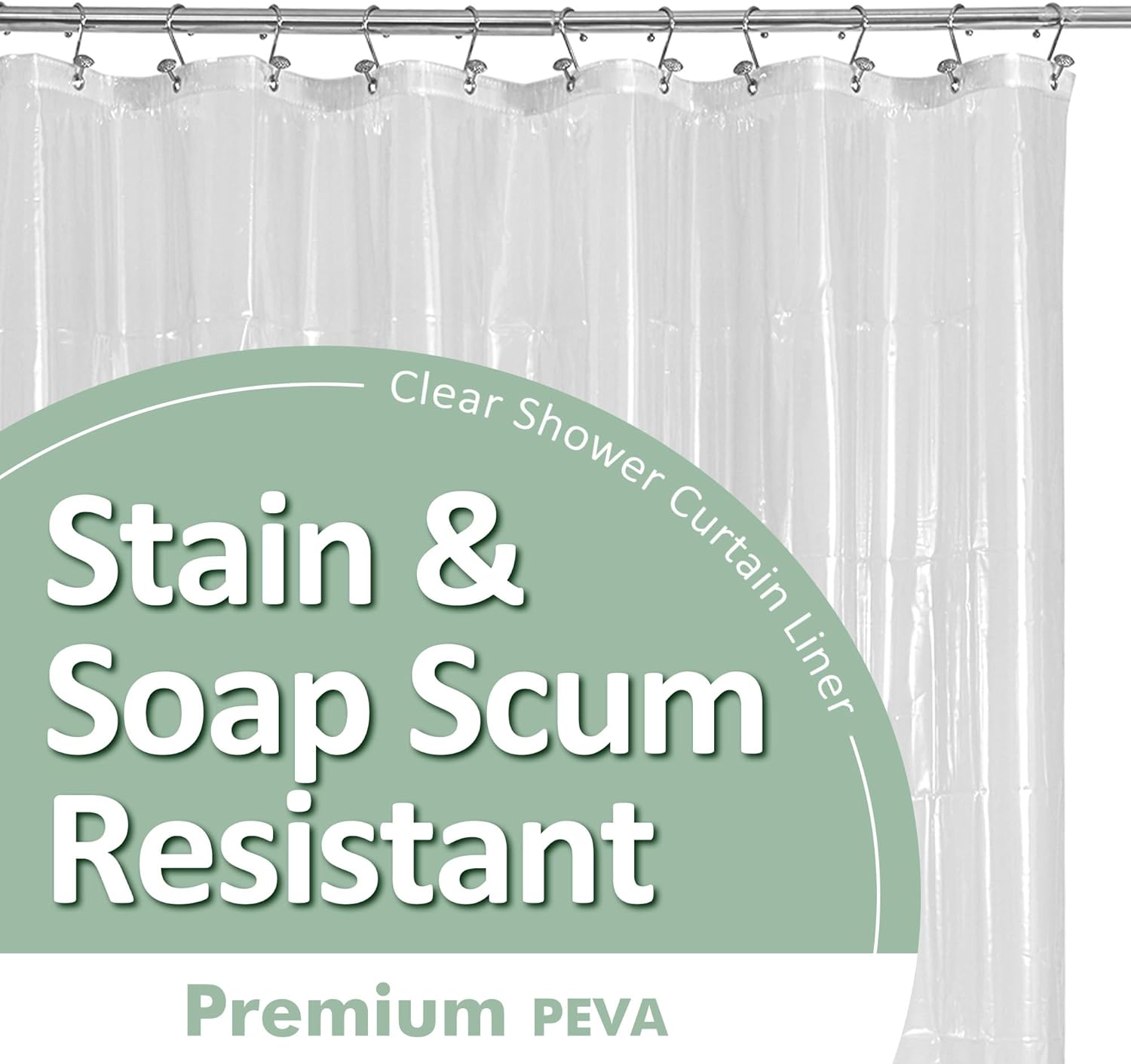 Barossa Design Plastic Shower Liner Clear - Premium PEVA Shower Curtain Liner with Rustproof Grommets and 3 Magnets, Waterproof Cute Lightweight Standard Size Bathroom Curtains - Clear