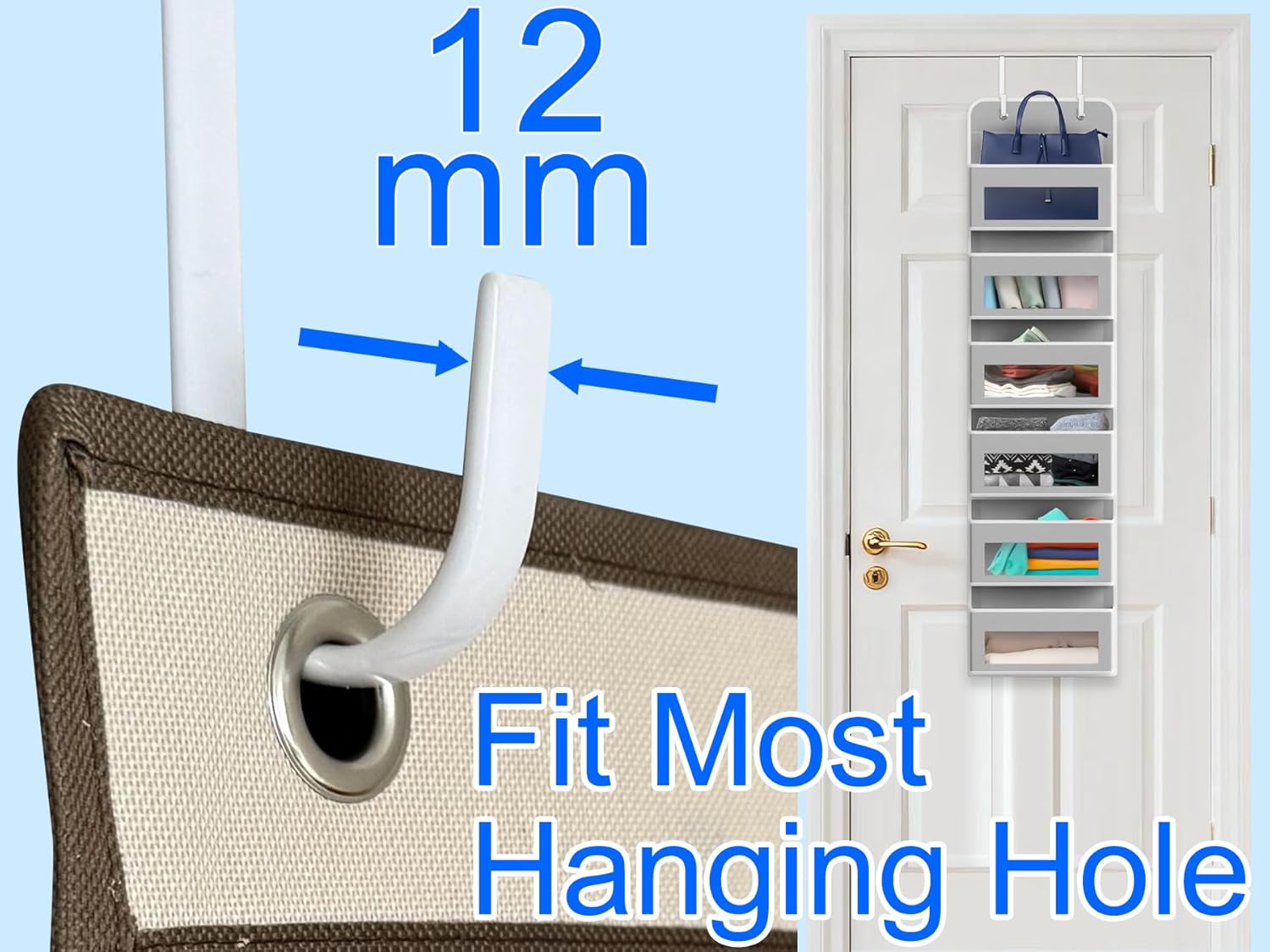 Mars-Rock Over the Door Hooks 4Pcs L=5.5" Fit 1 3/8" Door Steel with White Rubber Coating Hanging Towel Robe Clothing Hanger for Bathroom Room Wreath Ironing Board Holder Cute Thin Single Heavy Duty