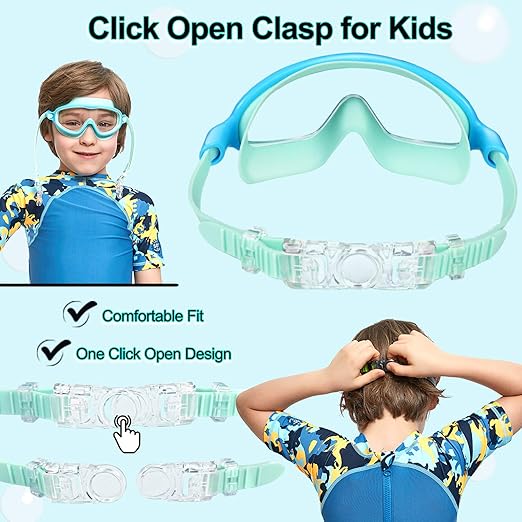 Seago Swim Goggles 2 Pack Anti-Fog Anti-UV Wide View Swimming Goggles for Kids 3-14