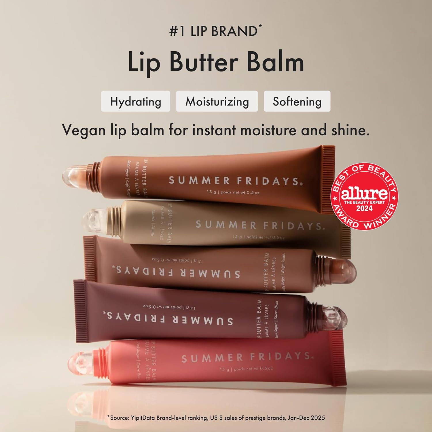 Summer Fridays Lip Butter Balm - Conditioning Lip Mask and Lip Balm for Instant Moisture, Shine and Hydration - Sheer-Tinted, Soothing Lip Care - Vanilla (.5 Oz)
