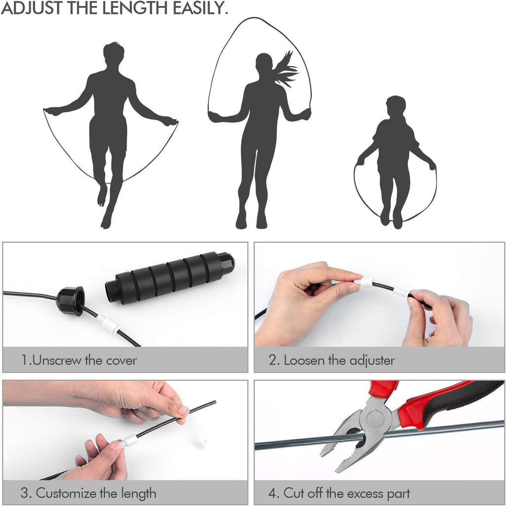 Jump Rope, Tangle-Free Rapid Speed Jumping Rope Cable with Ball Bearings for Women, Men & Kids, Adjustable Steel Jump Rope with Foam Handles for Home Gym Exercise Fitness Workout Equipment & Slim Body