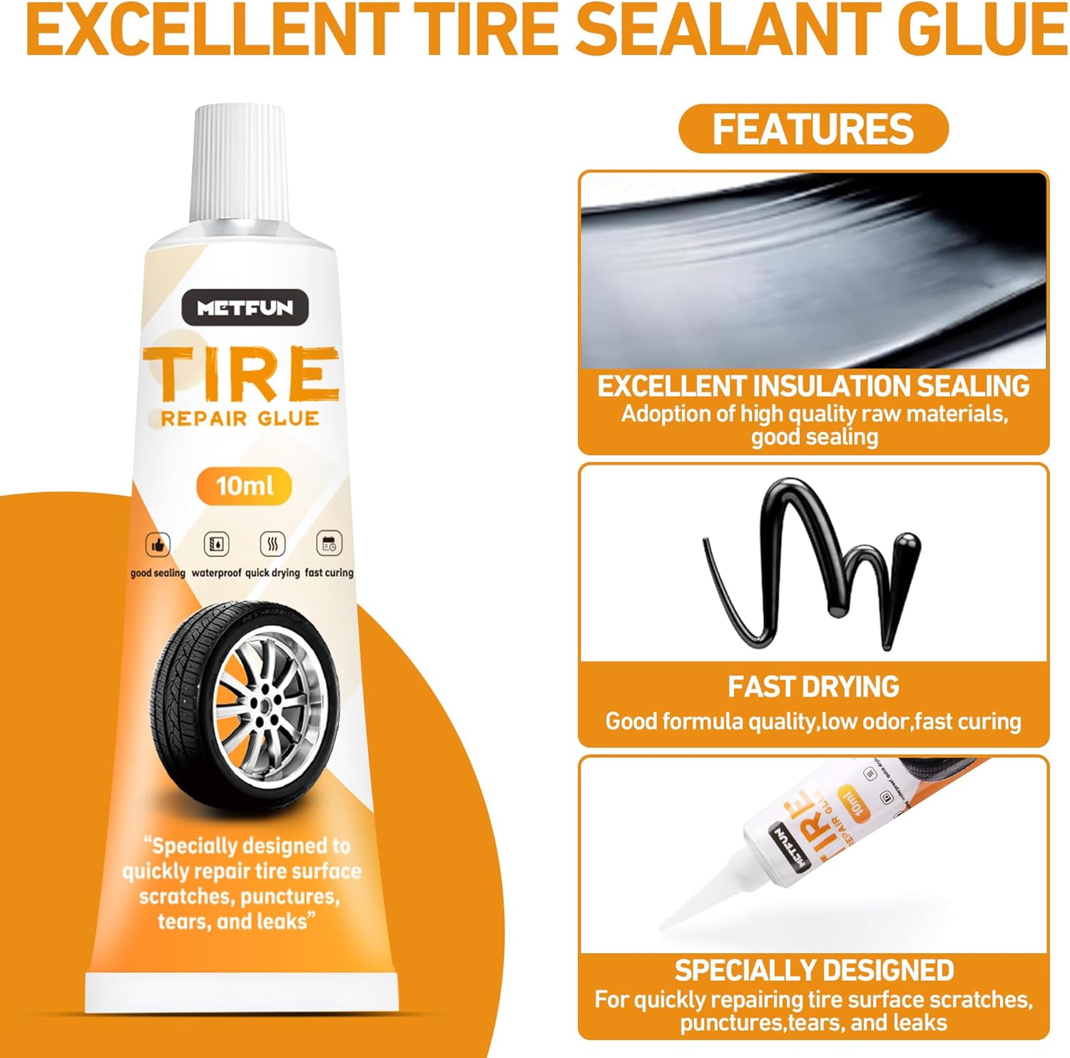 40 PCS Tire Repair Rubber Nails Kit with 2 Tubes of Black Tire Sealant Glue, 2026 New Screw in Tire Plugs Kit, Fast Self-Service Tire Repair Screws Kit for Car Motorcycle Truck Tractor Puncture Repair