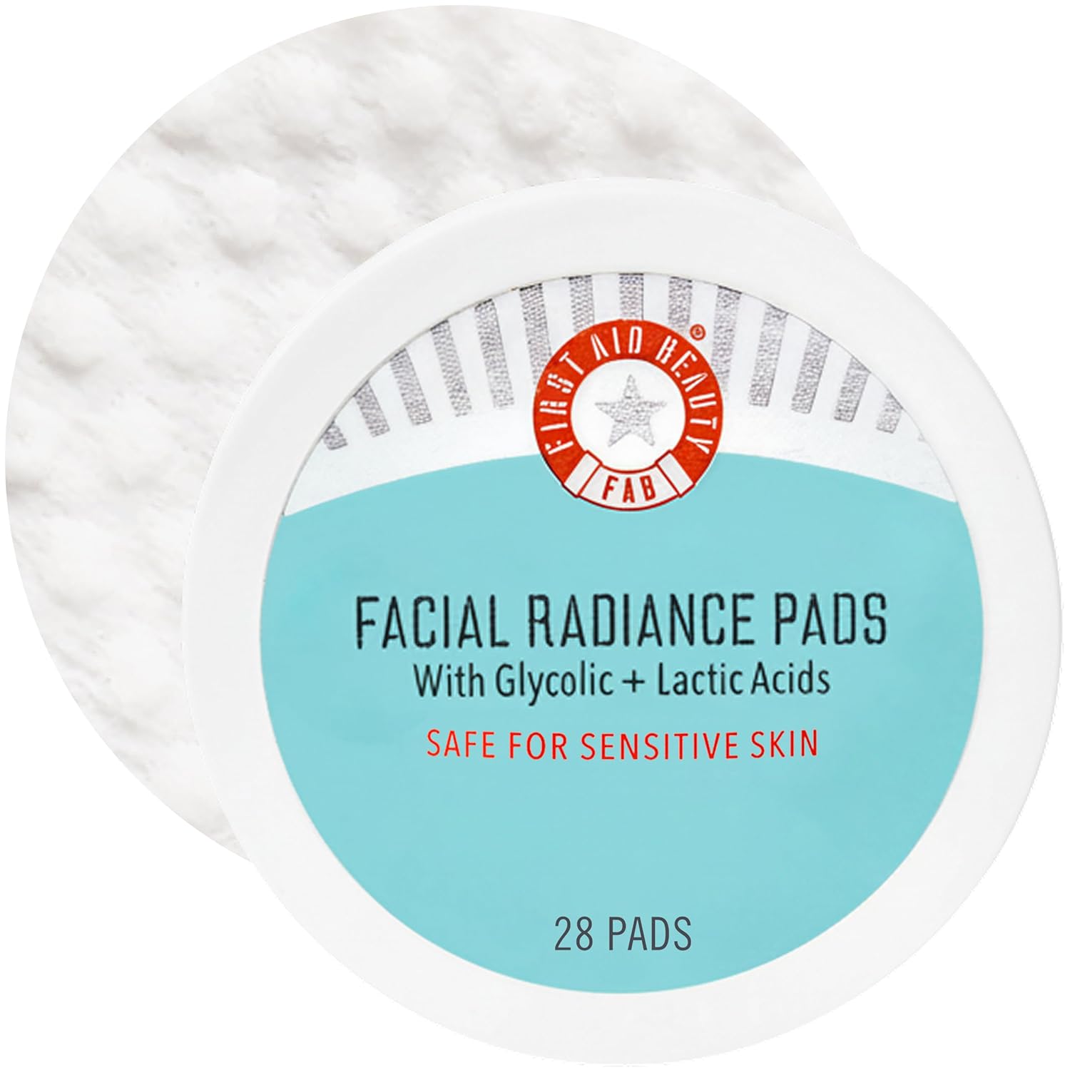 First Aid Beauty - Facial Radiance Pads with Glycolic & Lactic Acids, Daily Exfoliating Pads with AHA, Visibly Smaller Pores, Help Tone & Brighten Skin, One-Step Makeup Prep, Compostable, 28