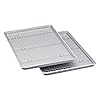 Nordic Ware Naturals 3 Piece Set - USA Made Aluminum Commercial Quality Sheet Pan for Baking or Roasting, Encapsulated Galvanized Steel Rim Prevents Warping; Half Sheet, Jelly Roll and Quarter Sheet