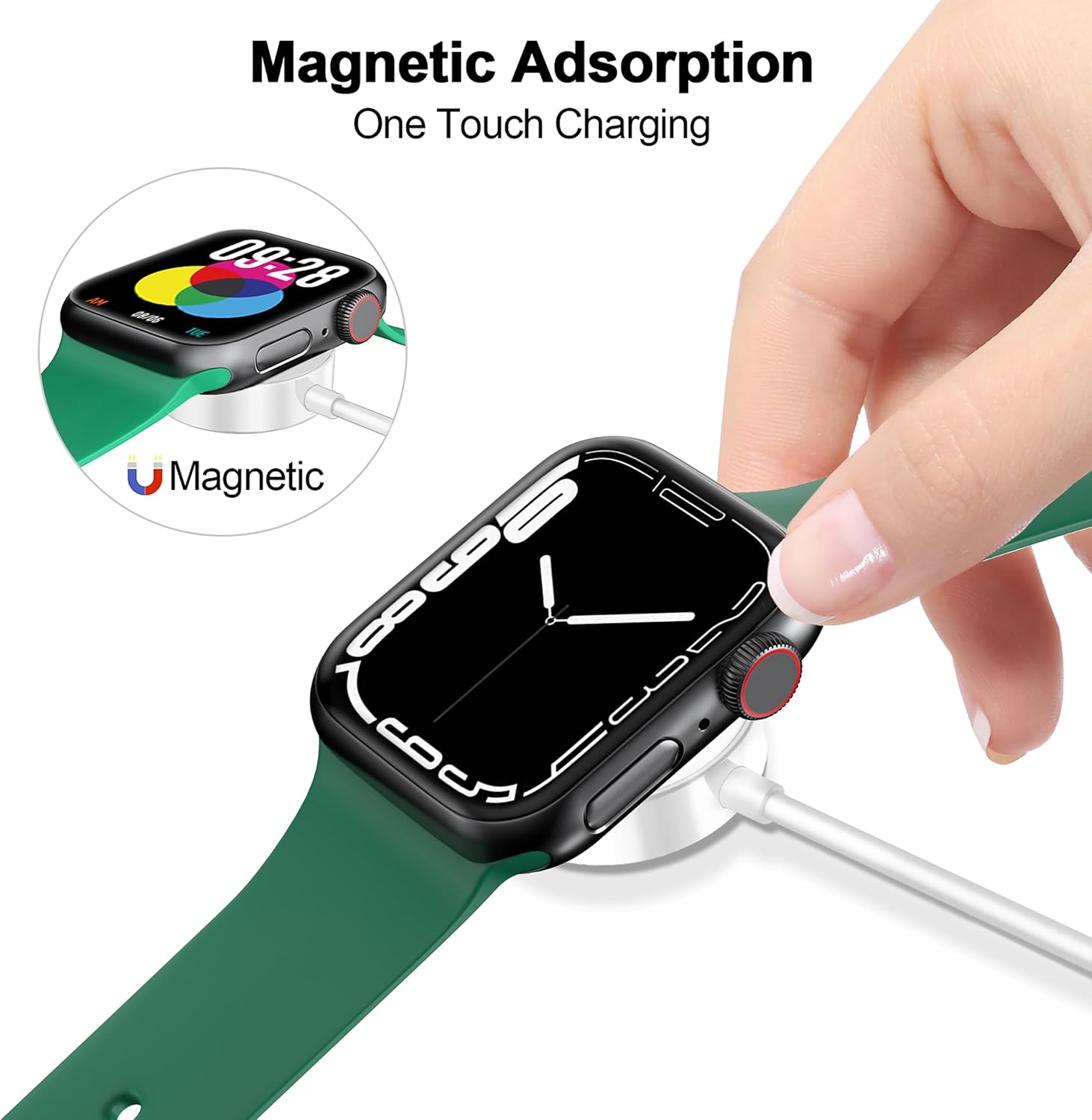 𝟐𝟎𝟐𝟔 𝐔𝐩𝐠𝐫𝐚𝐝𝐞𝐝 Magnetic Charging Cable for Apple Watch Charger,[USB C Port] Wireless Charging Cable Compatible with iWatch Series Ultra/10/9/8/7/6/SE/SE2/5/4/3/2[3.3FT/1M]-White