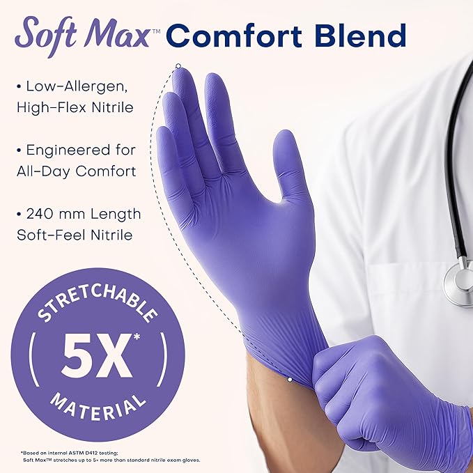 Supmedic Medical Soft Max™ Nitrile Disposable Gloves, 100 Ct Latex-Free Powder-Free Food Safe Cooking Cleaning Lab Exam Glove